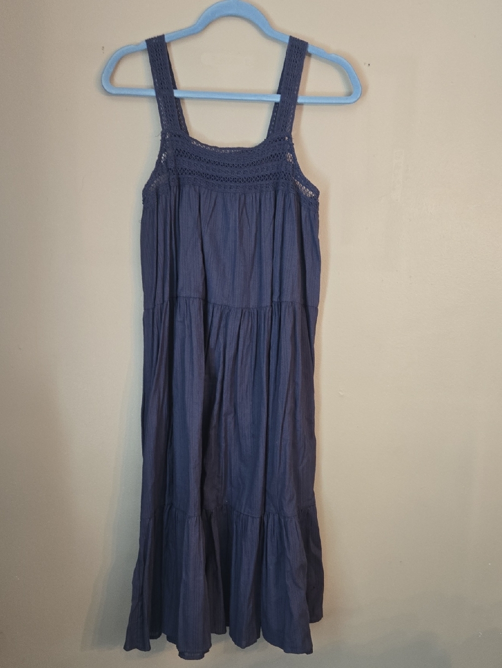 Universal Thread - Navy Crochet-Yoke Tiered Maxi Dress